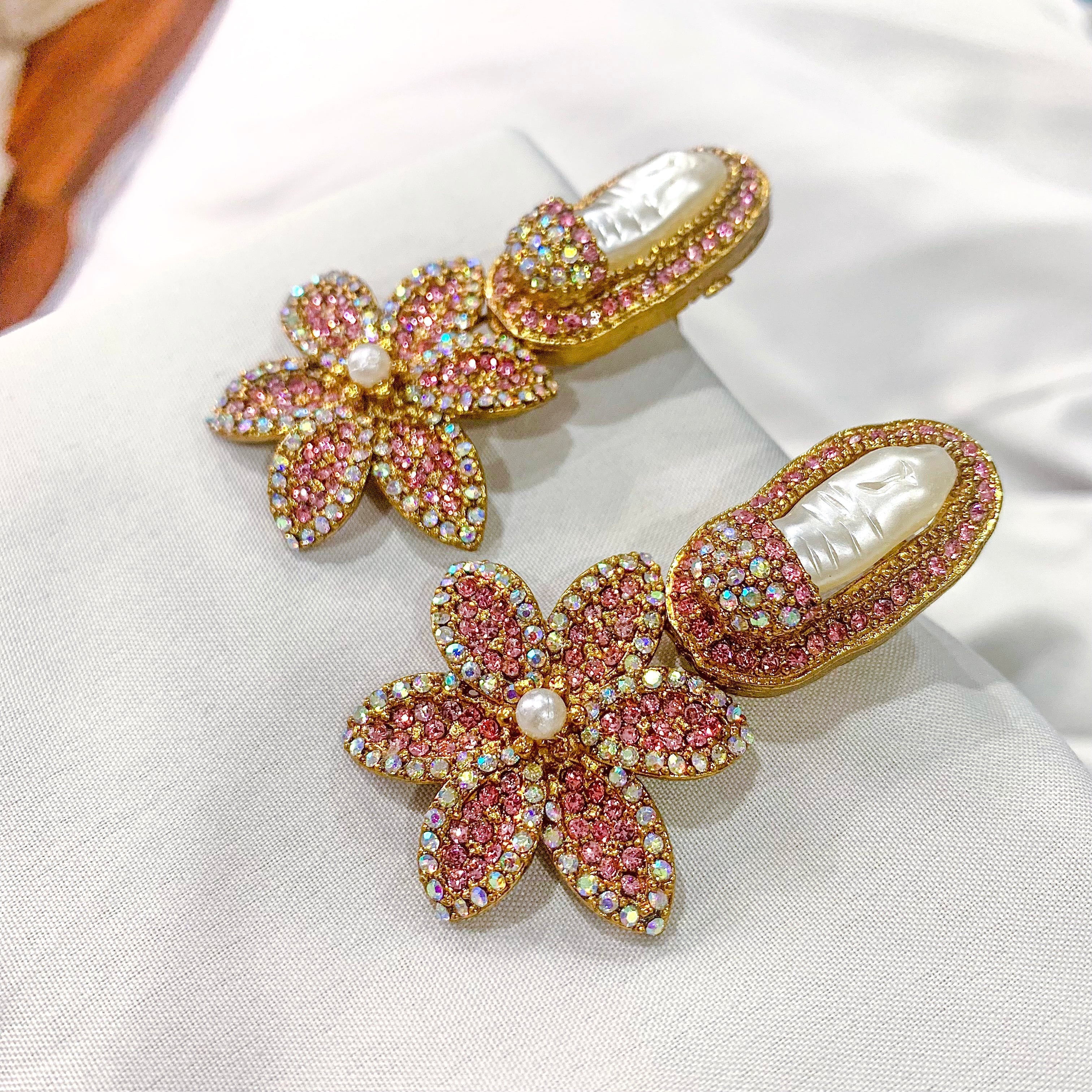 By La Lueur | ER-124 | Naghma-e-Naz Earrings - Rose