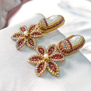 By La Lueur | ER-124 | Naghma-e-Naz Earrings - Ruby