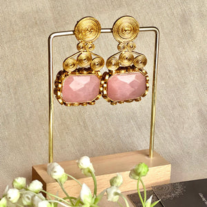 By La Lueur | ER-136 | Naqsh-e-Gohar Earrings - Rose
