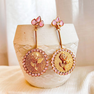 By La Lueur | ER-144 | Naqsh Earrings - Rose