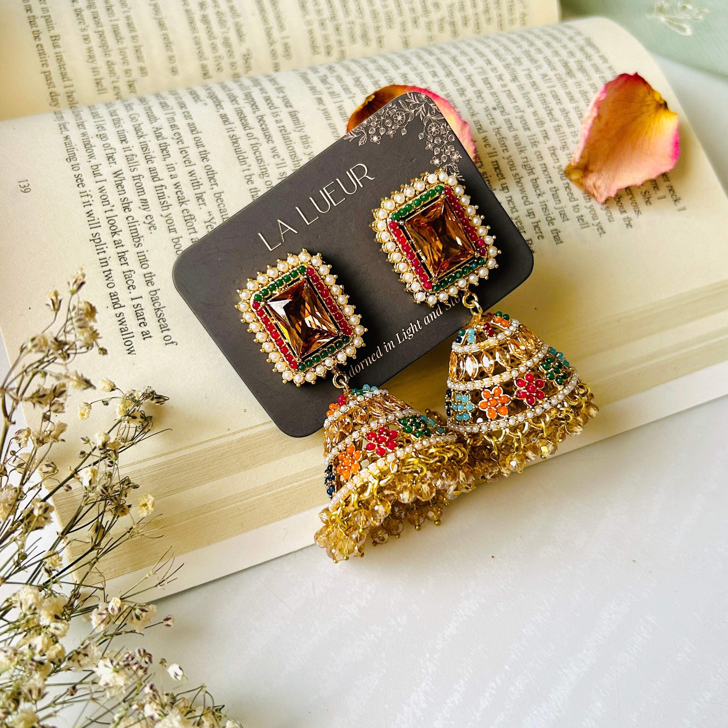 By La Lueur | ER-151 | Nauroz Earrings - Champagne