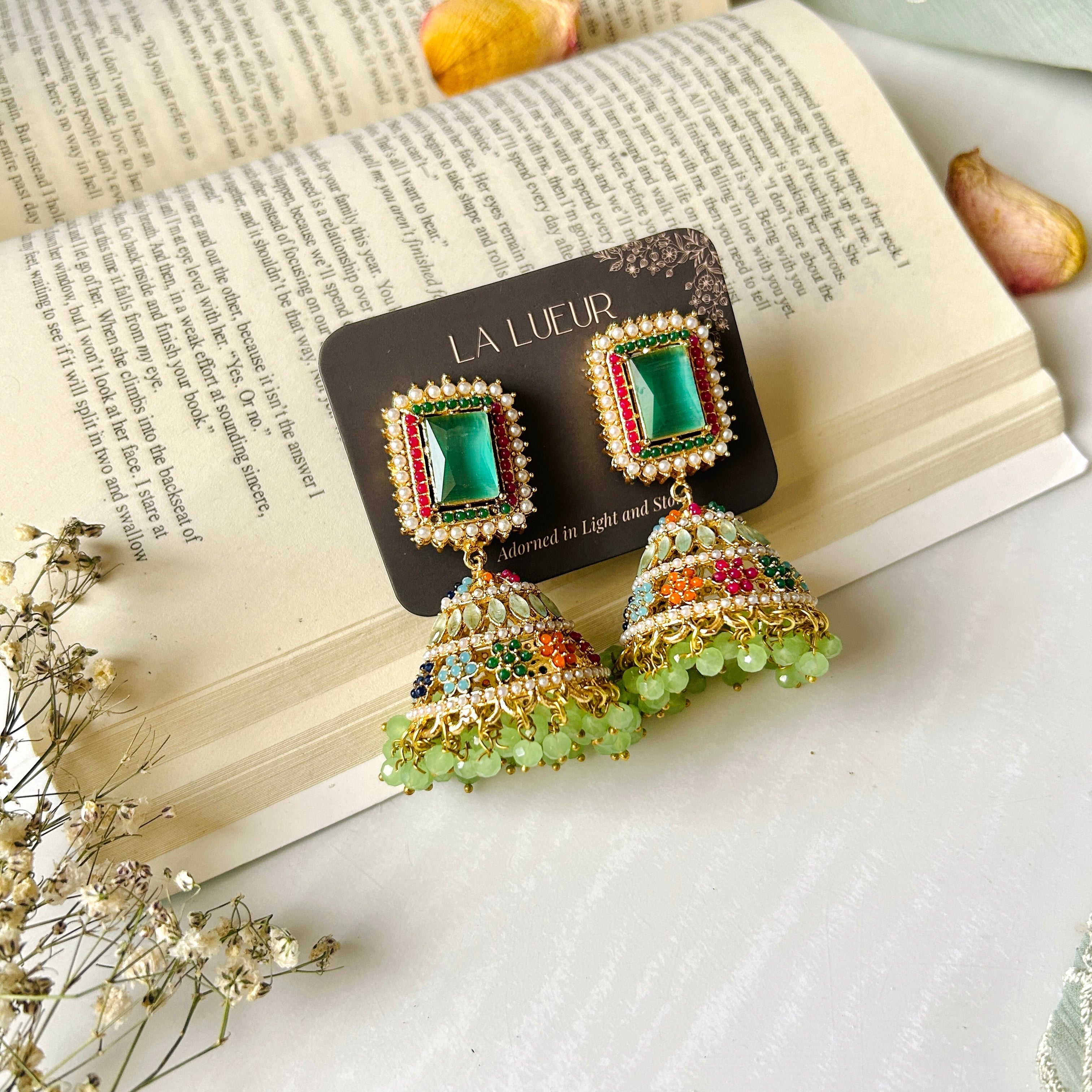 By La Lueur | ER-151 | Nauroz Earrings - Seafoam