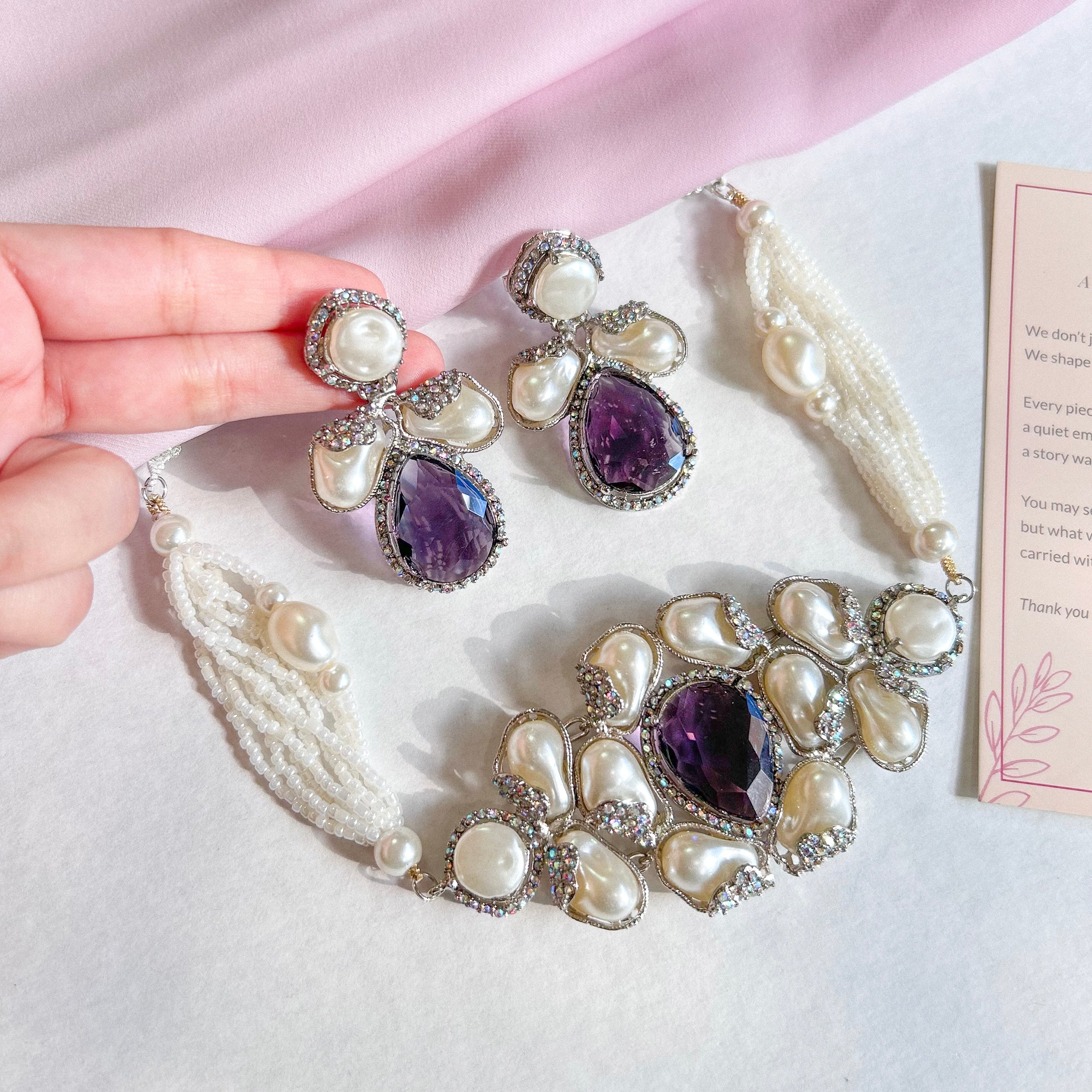 Heera-e-Hunar Choker Set - Plum Frost