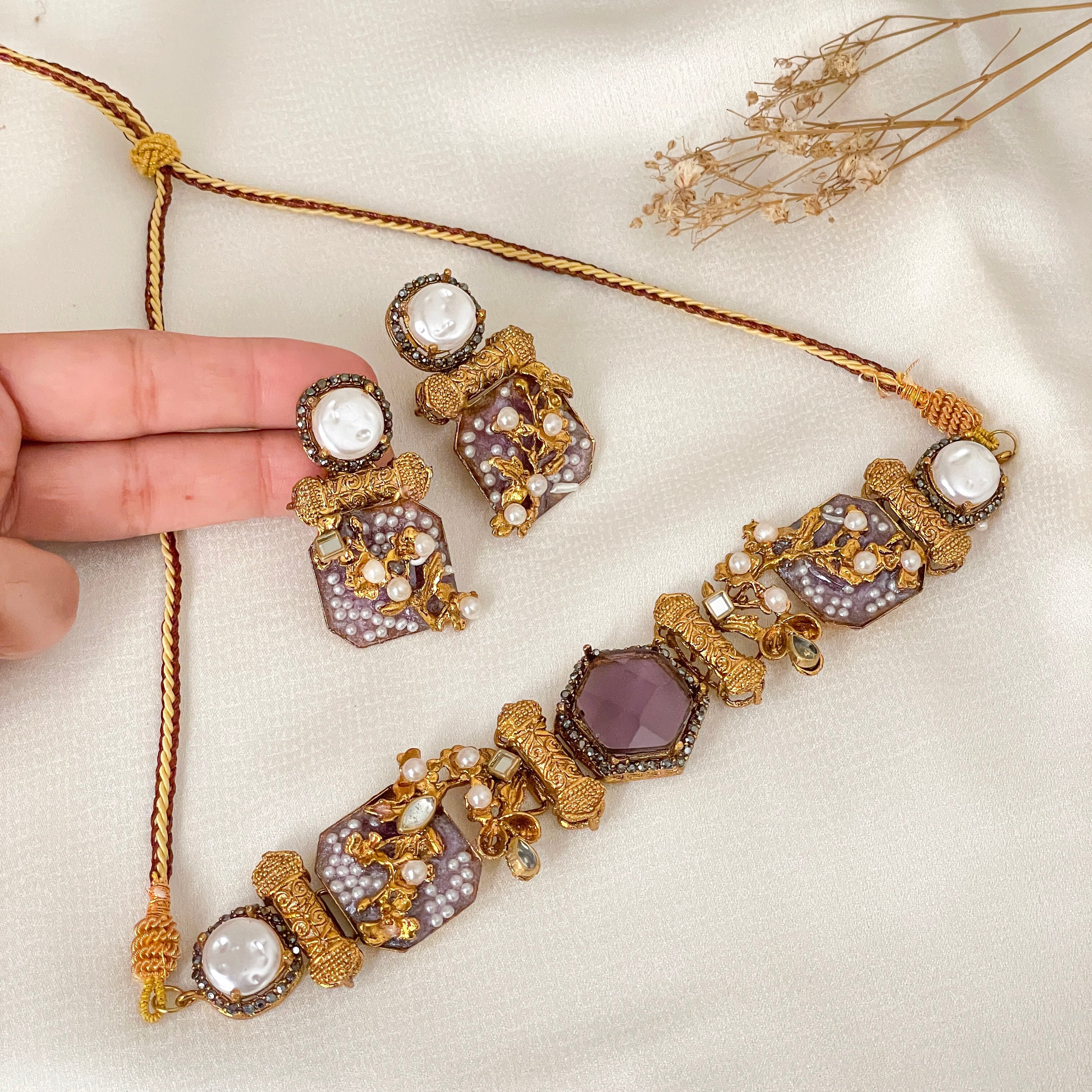 Shan-e-Heera Choker Set - Plum Purple