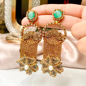 By La Lueur | ER-118 | Raqs-e-Gulzar Earrings - Seafoam