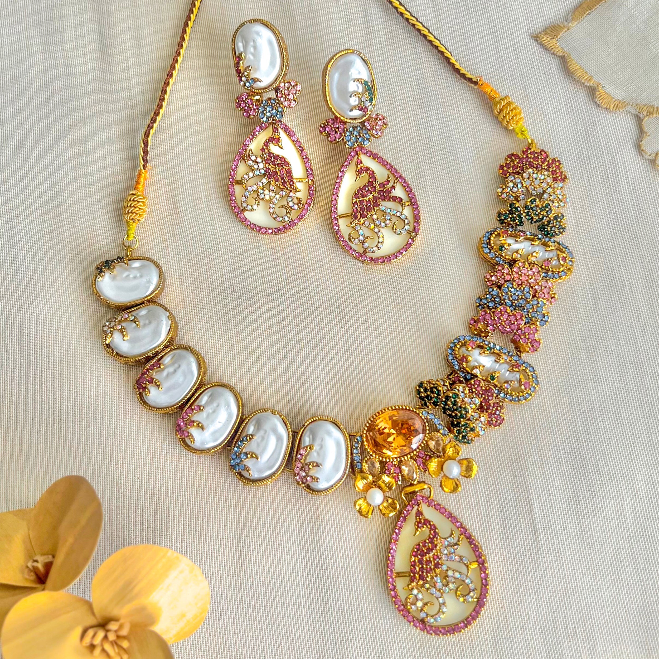 By La Lueur | S-68 | Raqs-e-Mina Necklace Set - Multi