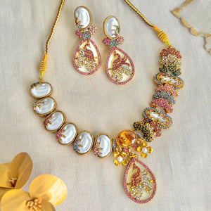 By La Lueur | S-68 | Raqs-e-Mina Necklace Set - Multi