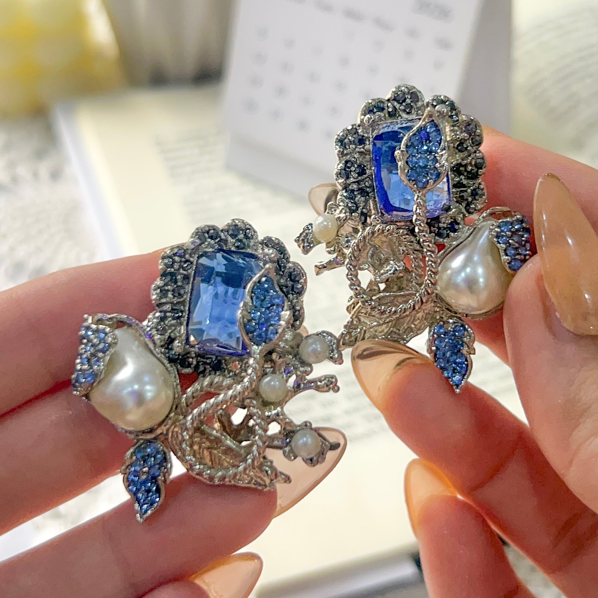 By La Lueur | Riham Earring - Midnight Blue