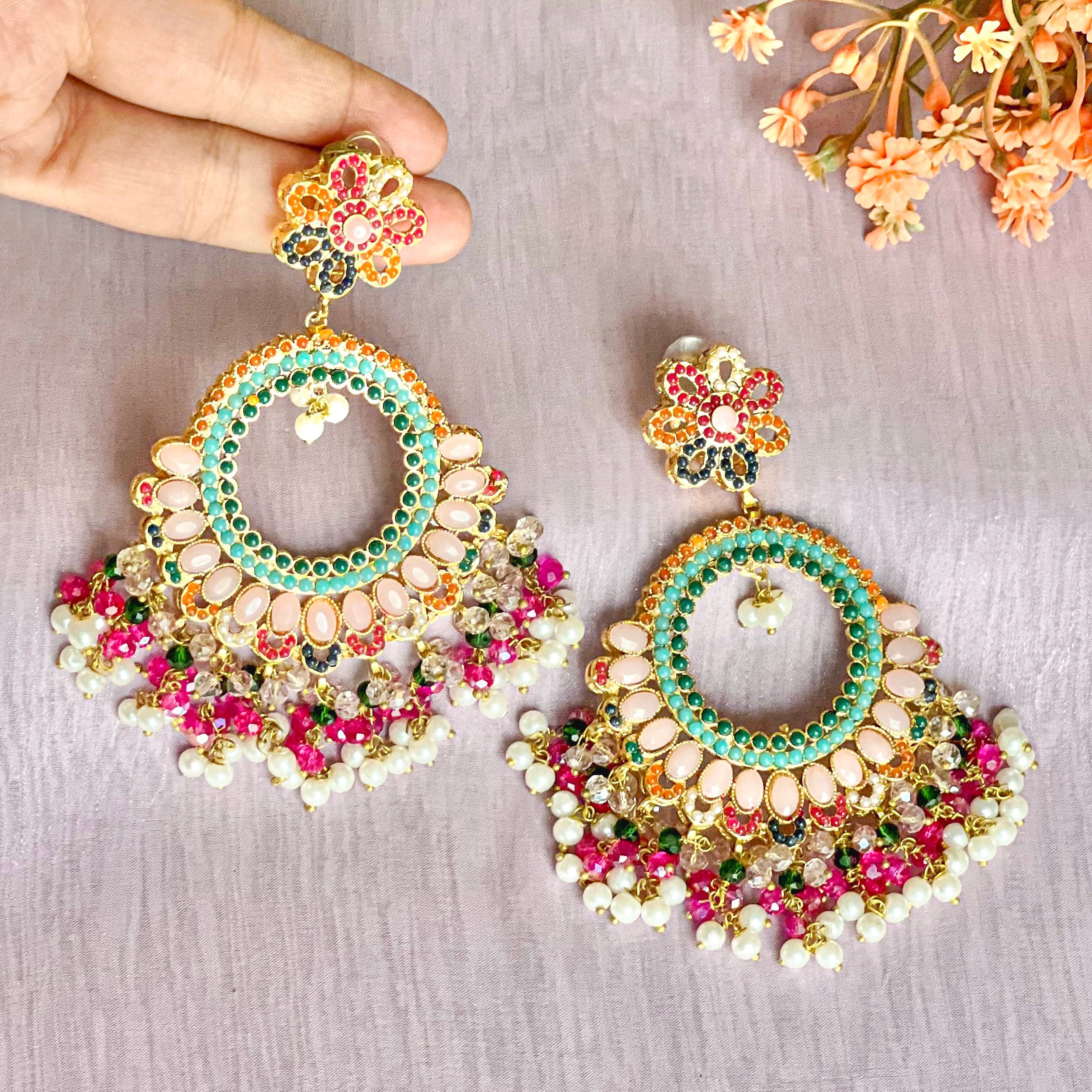 By La Lueur | ER-135 | Rimjhim Earrings - Rose