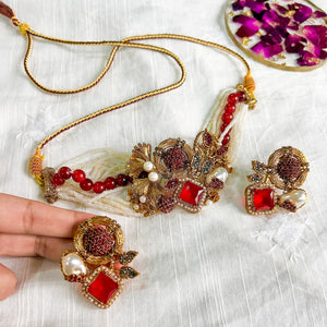 By La Lueur | Nazaara Choker Set - Ruby