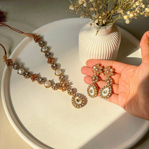 By La Lueur | S-55 | Gul e Haseen Necklace Set - Champagne