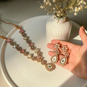 By La Lueur | S-55 | Gul e Haseen Necklace Set - Rose