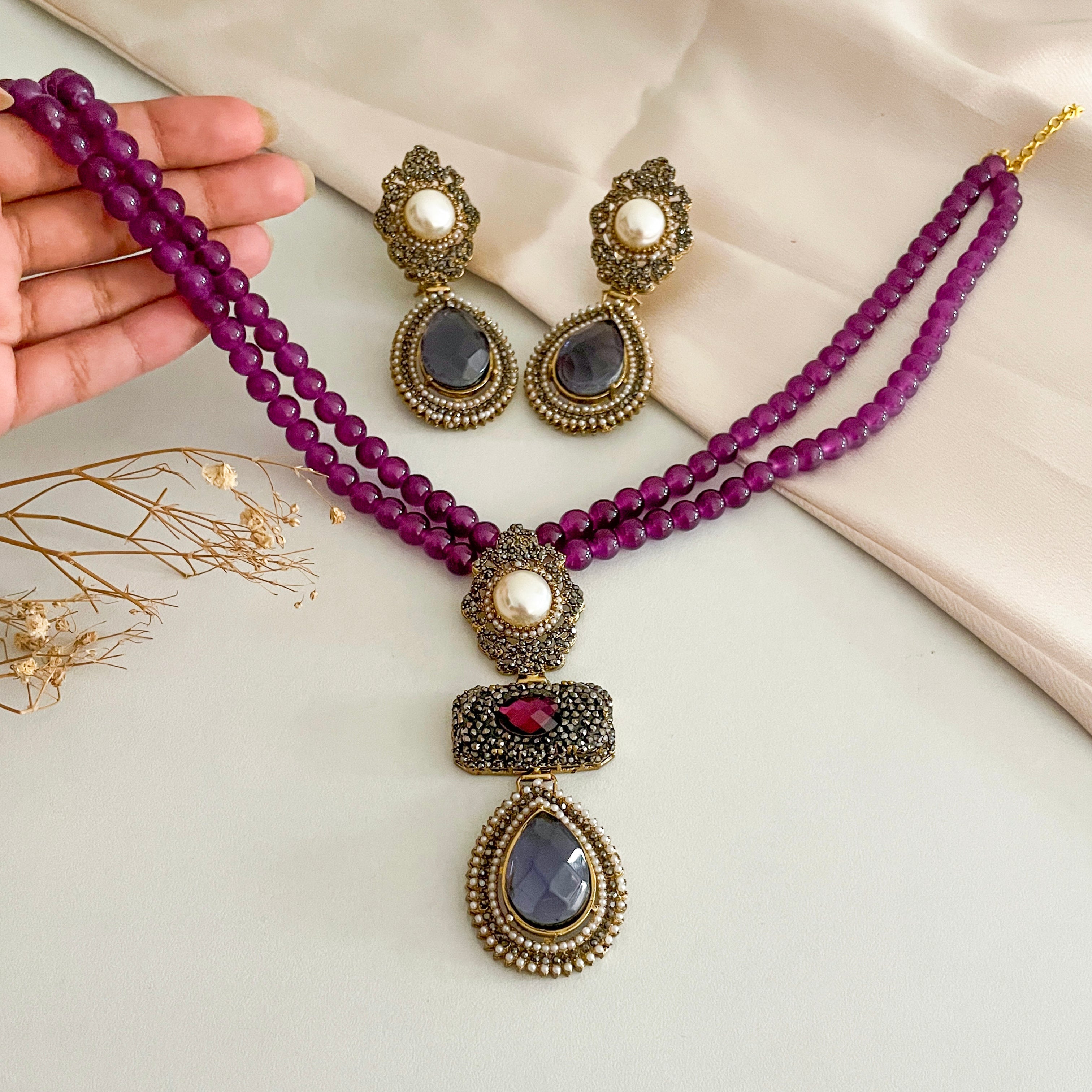 By La Lueur | S-56 | Alara Turkish Mala - Plum Purple