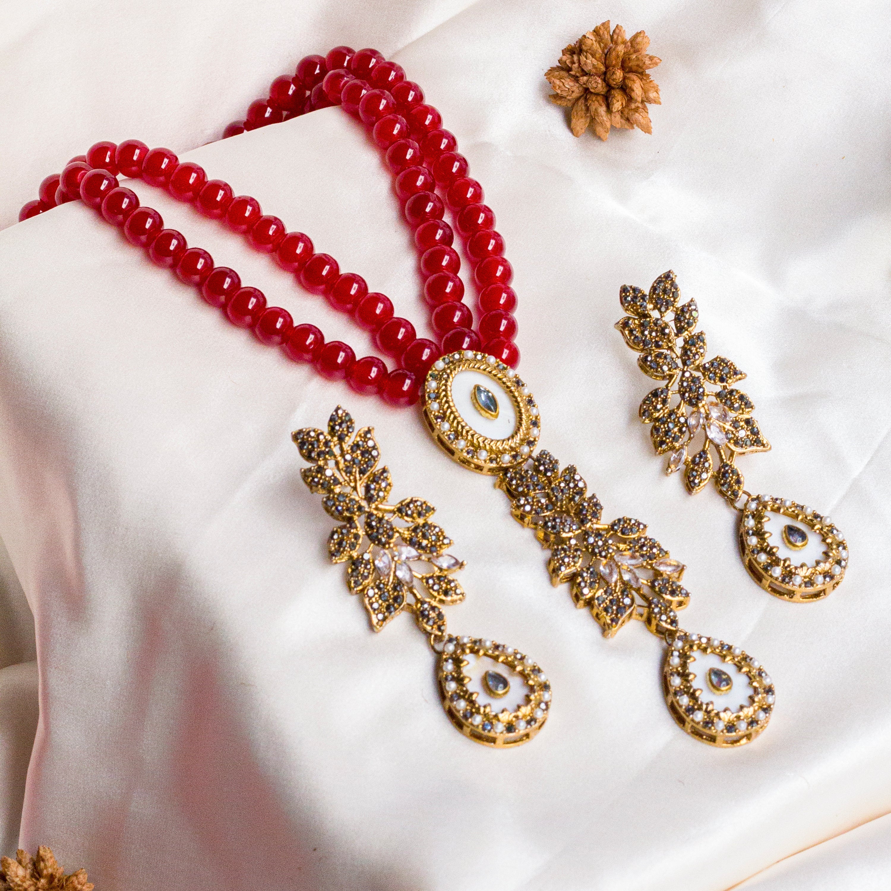 By La Lueur | S-58 | Zenara Necklace Mala - Ruby