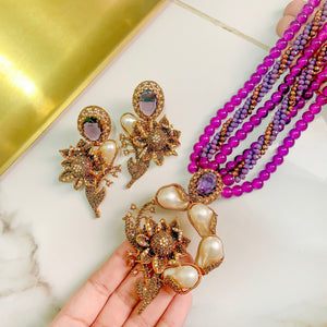 By La Lueur | S-67 | Sahira Mala Set - Plum Purple