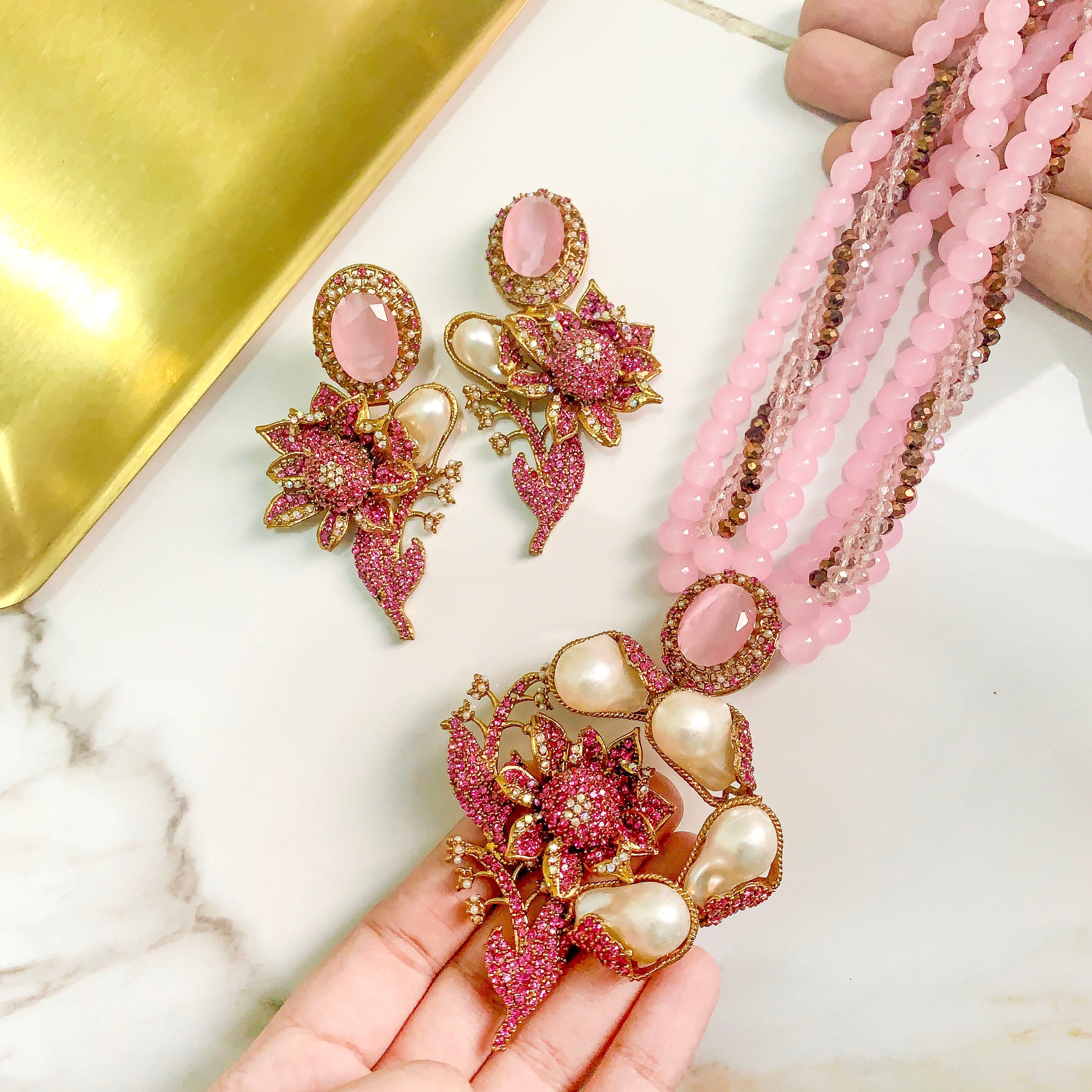 By La Lueur | S-67 | Sahira Mala Set - Rose