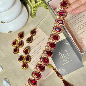 By La Lueur | Shabnam Necklace Set - Ruby