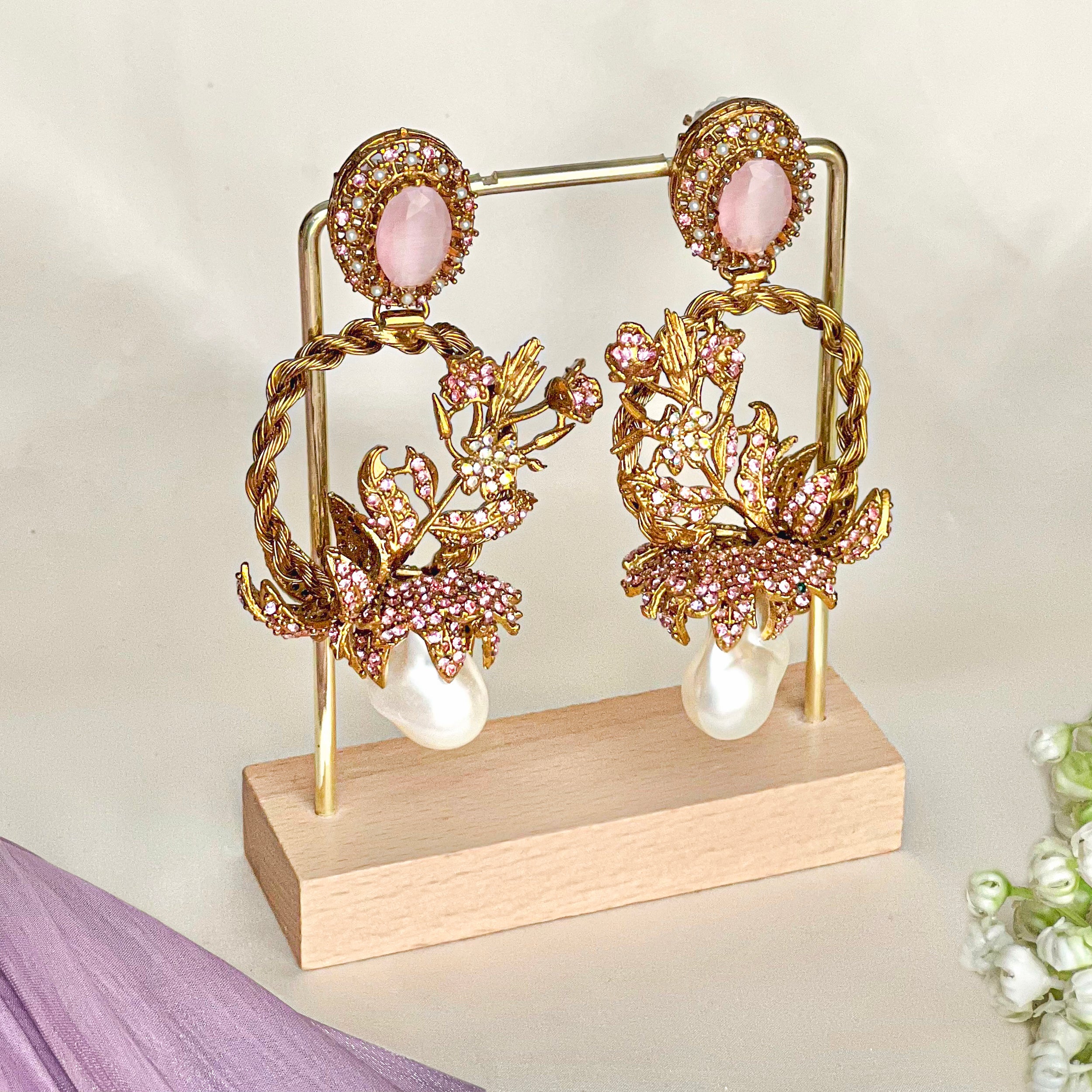 By La Lueur | Shafaq Earrings - Rose