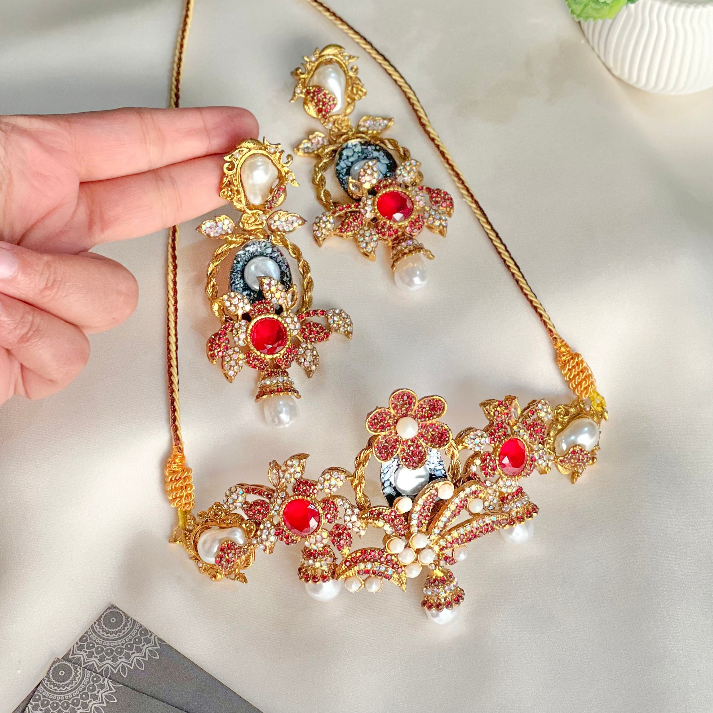 By La Lueur | CS-67 | Shahana Choker Set - Ruby