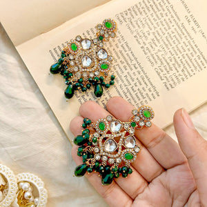 By La Lueur | Sheeshmahal Earrings - Emerald Green