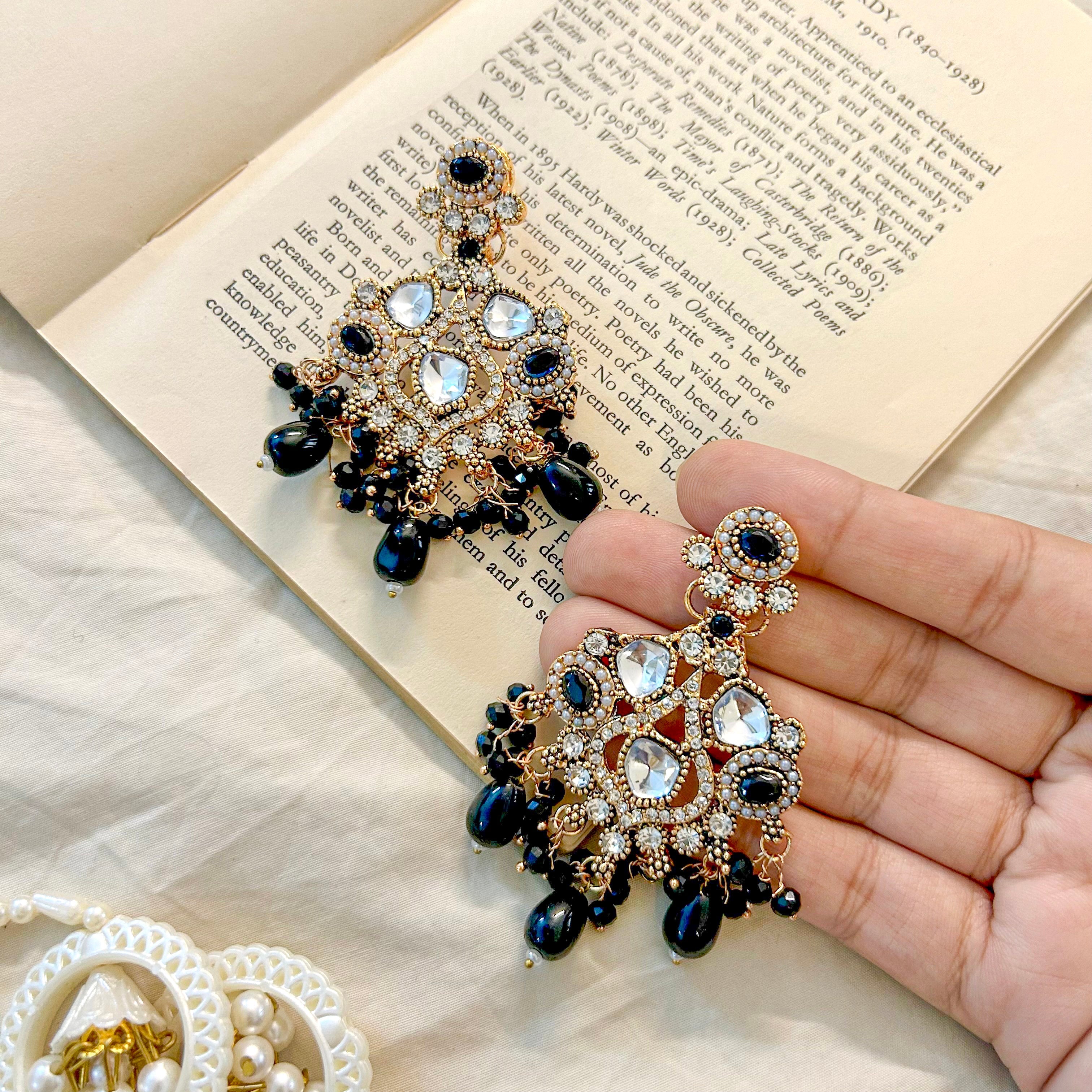 By La Lueur | Sheeshmahal Earrings - Onyx