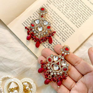 By La Lueur | Sheeshmahal Earrings - Ruby