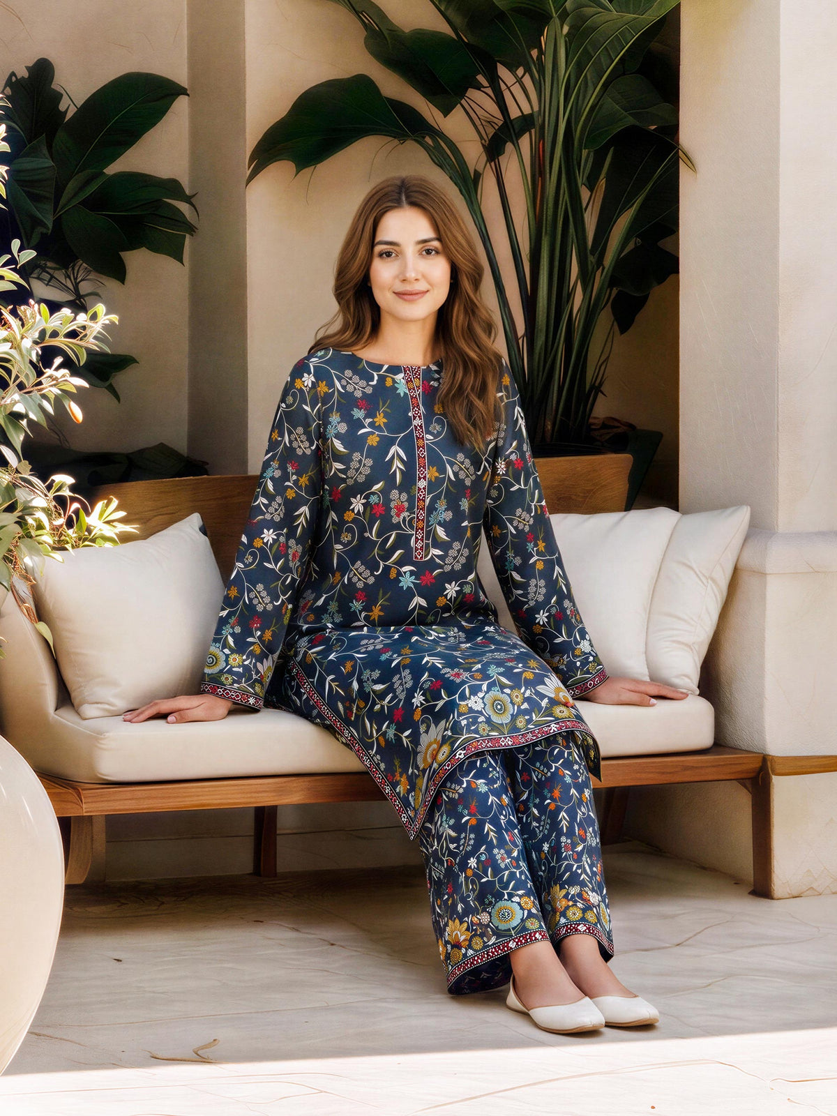 Limelight Blue khaddar printed 2 piece stitched suit AZ-LL-U4410-B