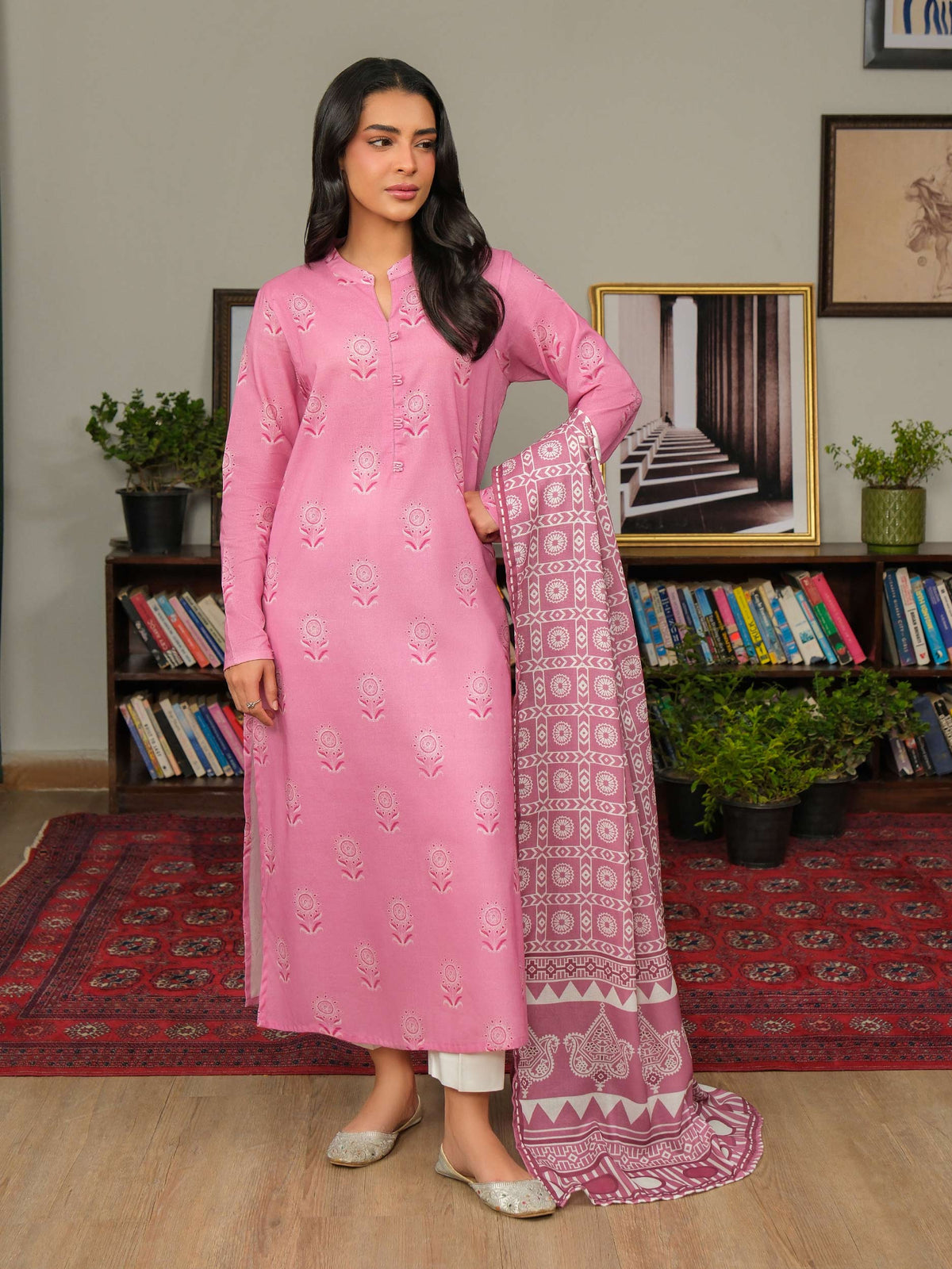 Limelight Pink khaddar printed 3 piece stitched suit AZ-LL-U4477-P
