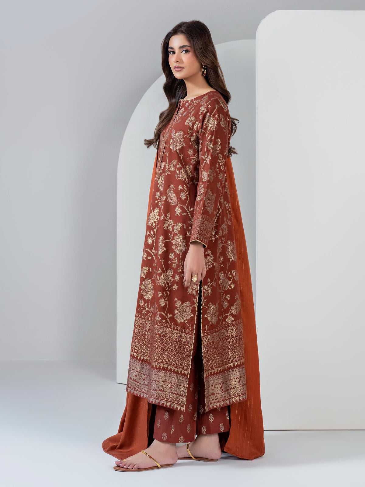 Limelight Red khaddar printed 3 piece stitched suit AZ-LL-U4595-R