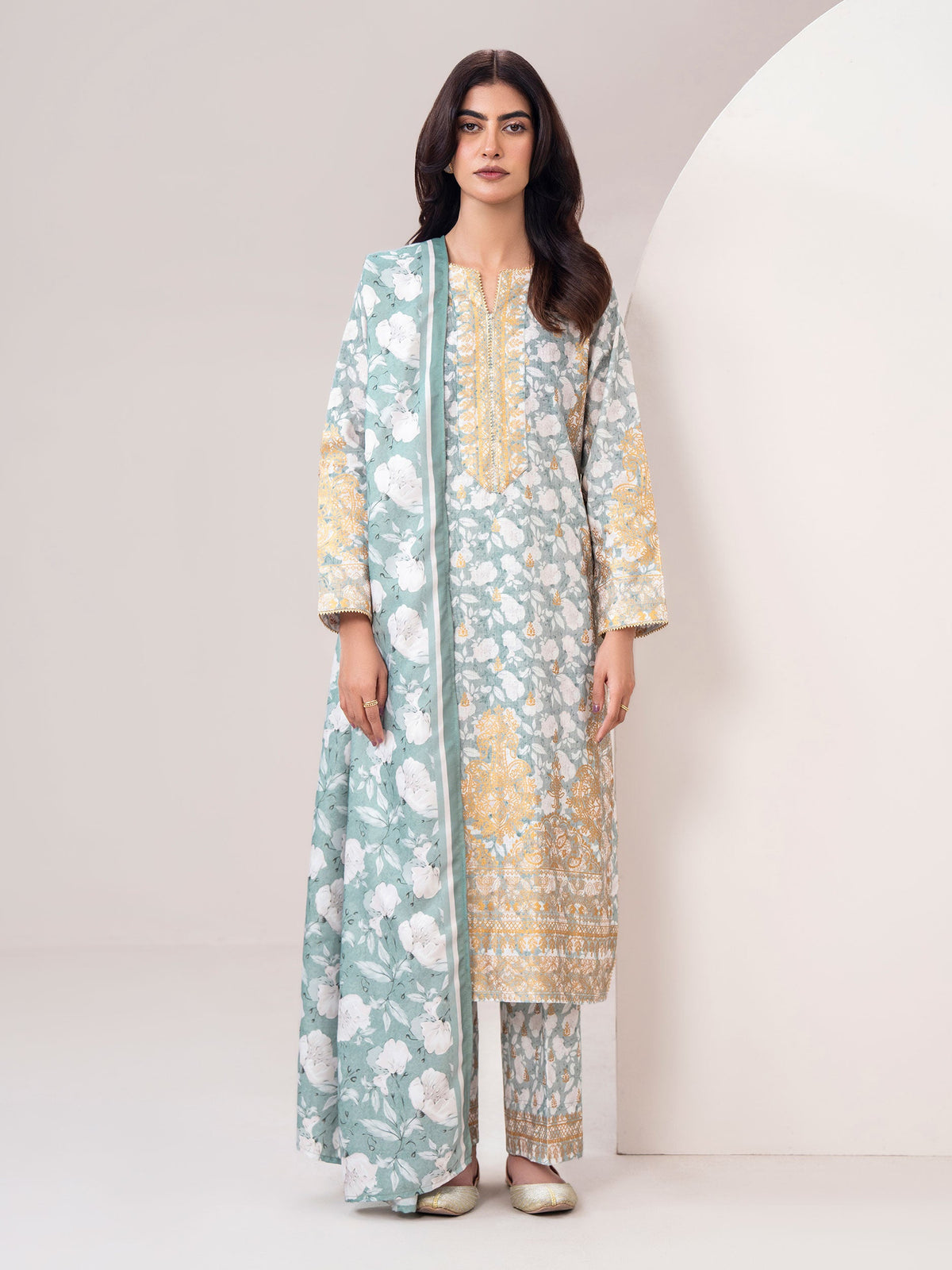 Limelight Sea Green khaddar printed 3 piece stitched suit AZ-LL-U4601-S