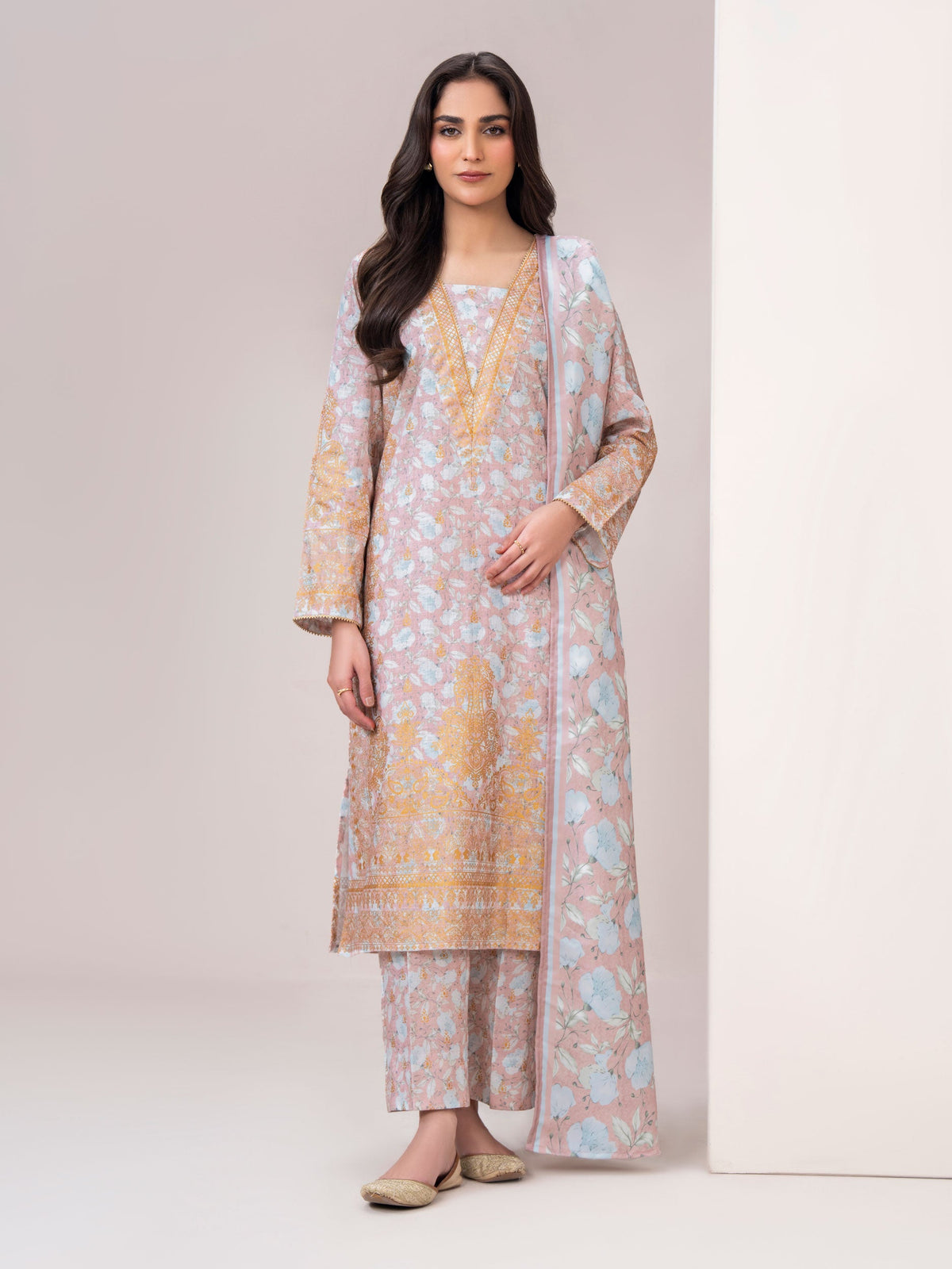 Limelight Pink khaddar printed 3 piece stitched suit AZ-LL-U4601-P