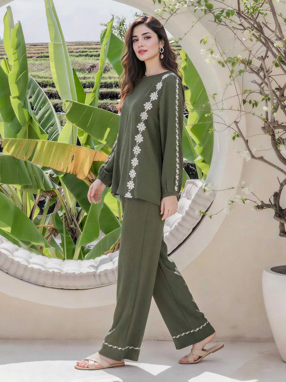 Limelight | AZ-LL-W2258ST-3 | Textured Cotton Co-ord Set - Green