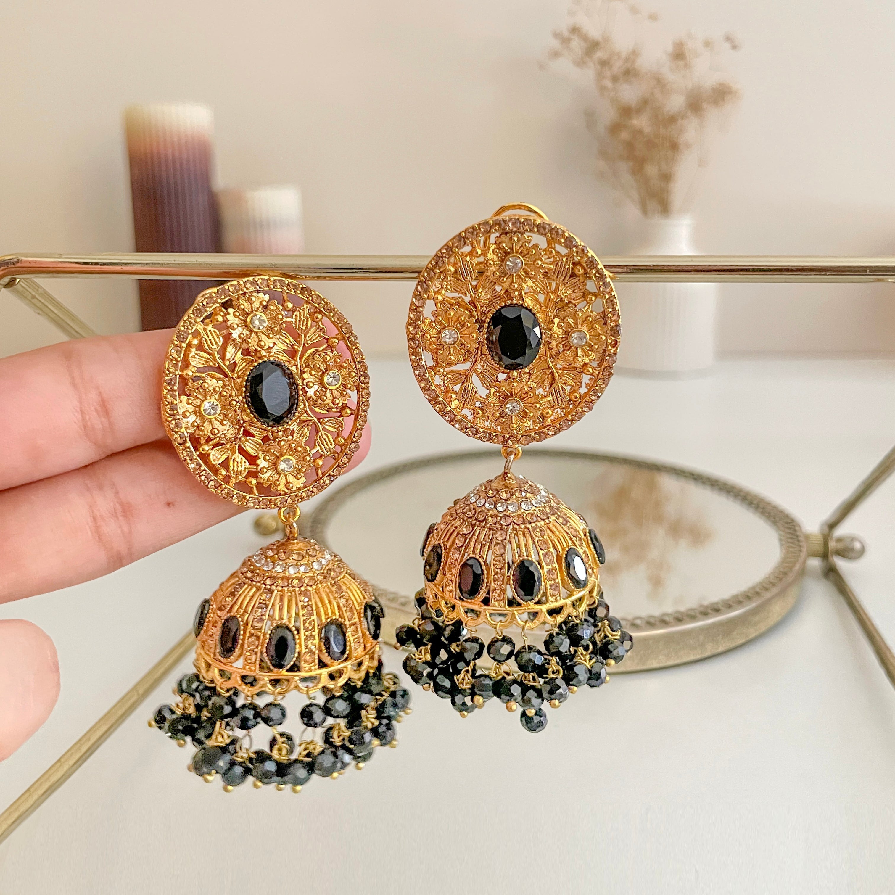 By La Lueur | Zarafshan Jhumkas - Black