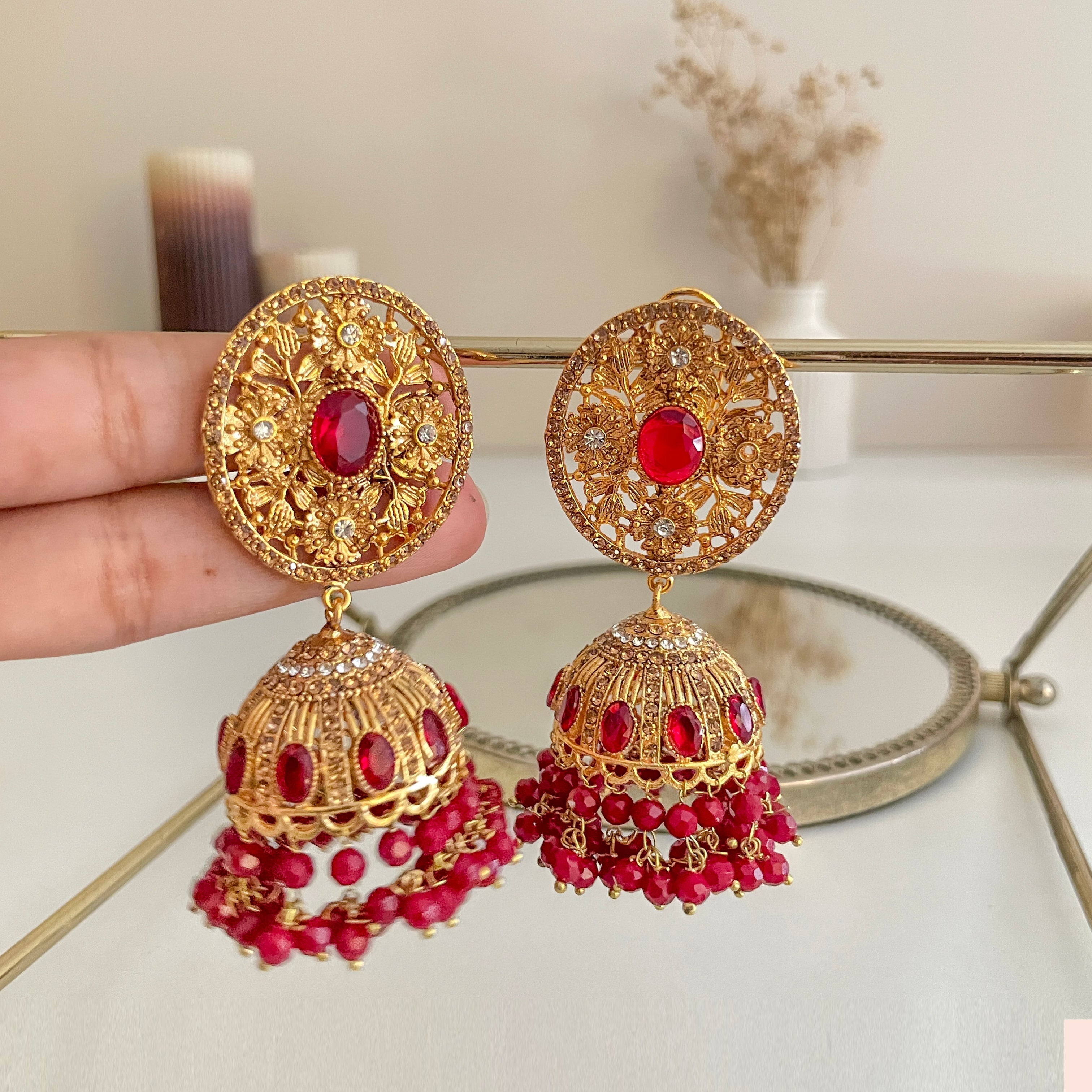 By La Lueur | Zarafshan Jhumkas - Ruby