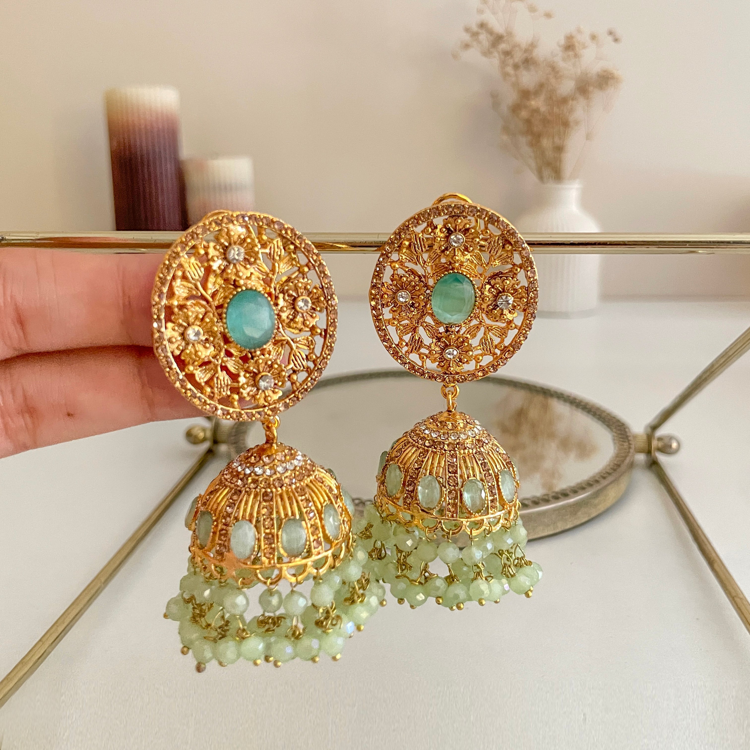 By La Lueur | Zarafshan Jhumkas - Seafoam