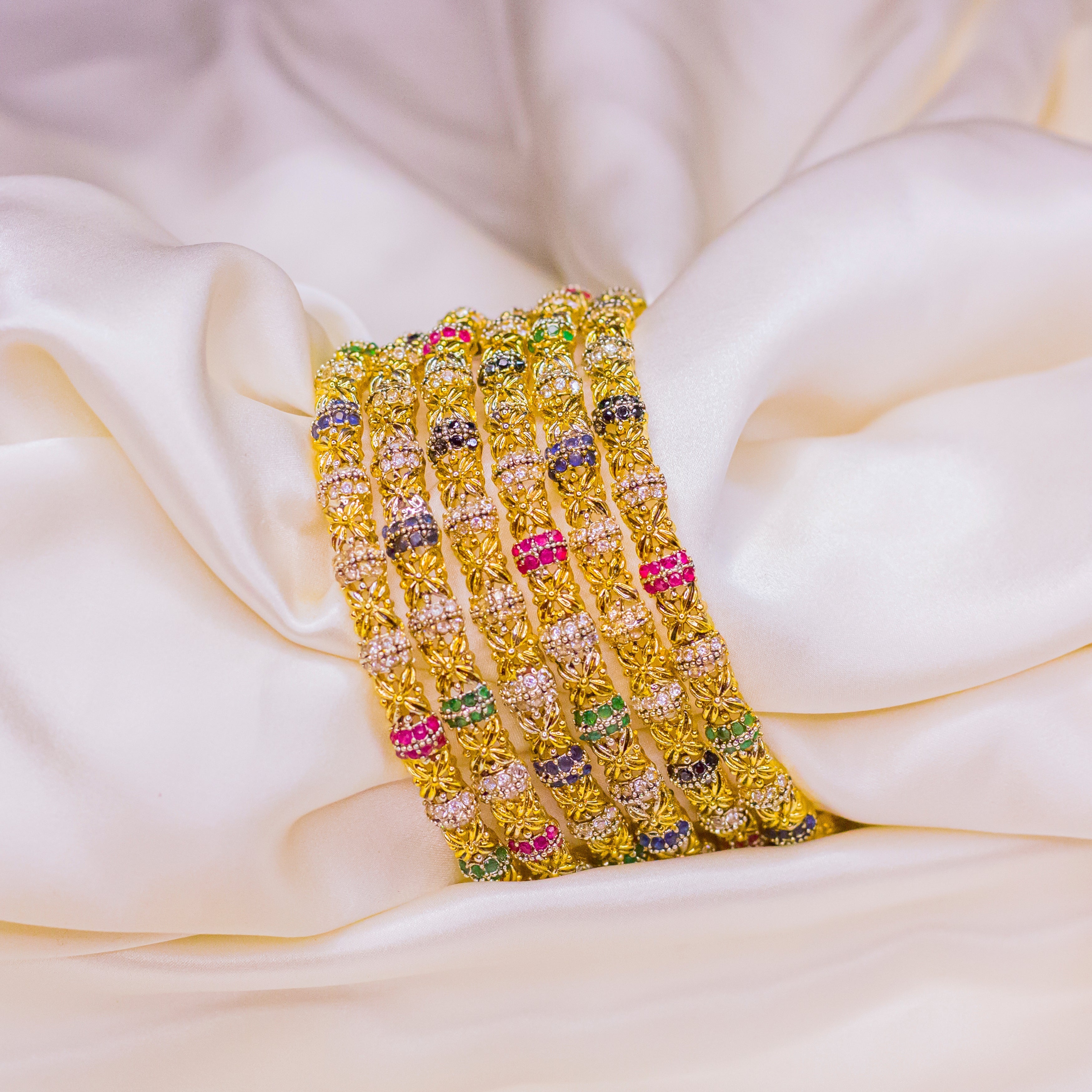By La Lueur | SK-4 | Zarmina Bangles Pack of 6 - Multi