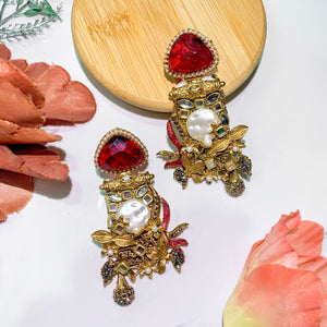 By La Lueur | ER-88 | Noor-e-Nazar Earrings - Ruby