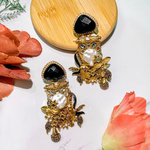By La Lueur | ER-88 | Noor-e-Nazar Earrings - Onyx
