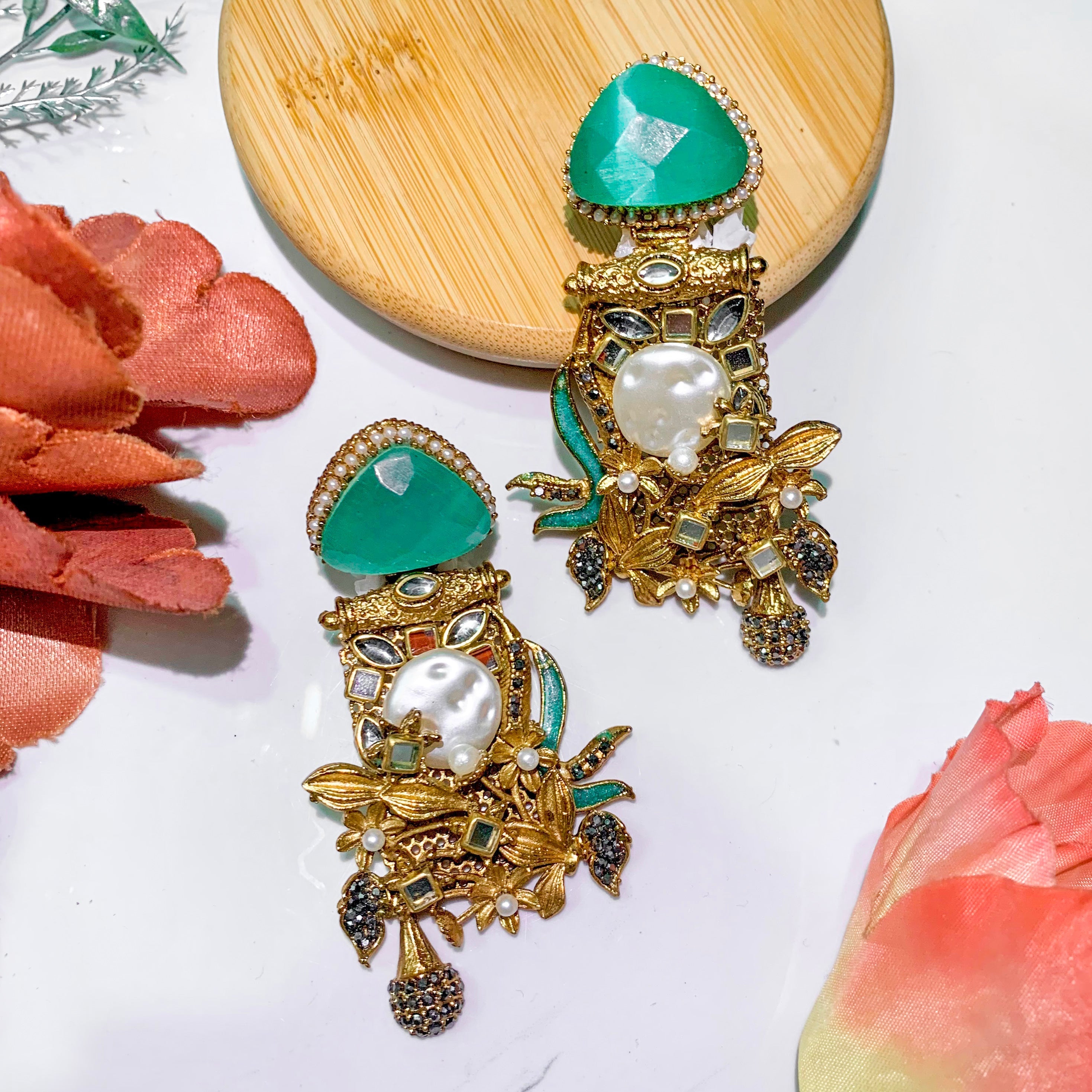 By La Lueur | ER-88 | Noor-e-Nazar Earrings - Aqua